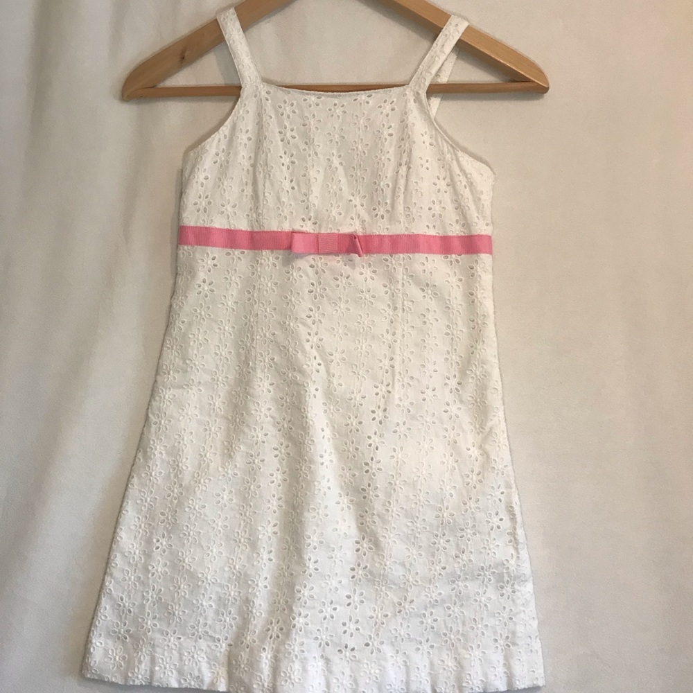 Lilly Pulitzer Girls White and Pink Eyelet Dress